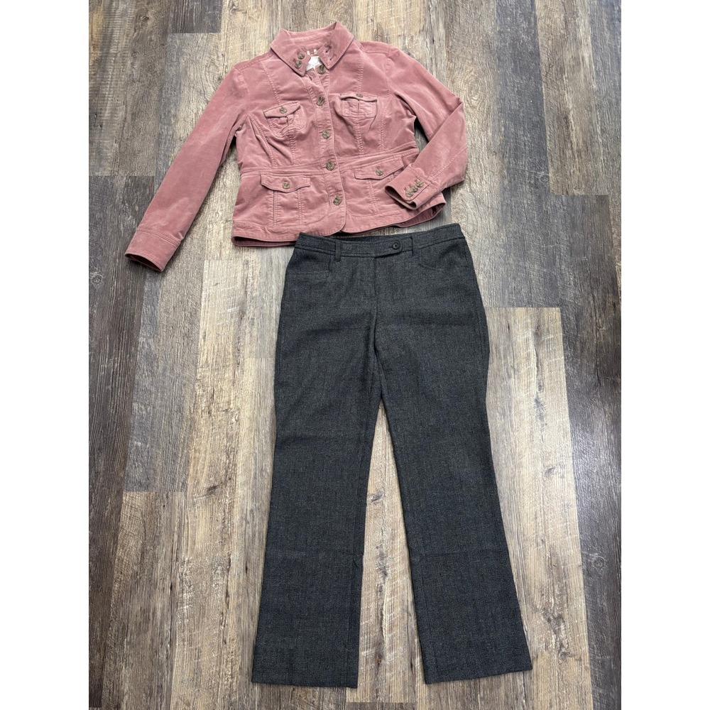 Sonoma Life Style Womens PM Pink Corduroy Utility Jacket Button Front Pockets